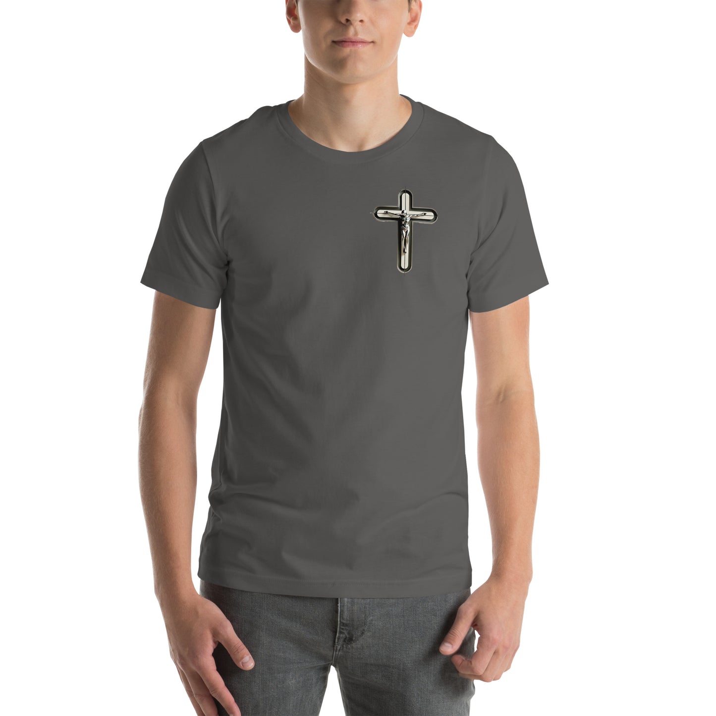 Modern Crucifix T-Shirt - Metallic Design