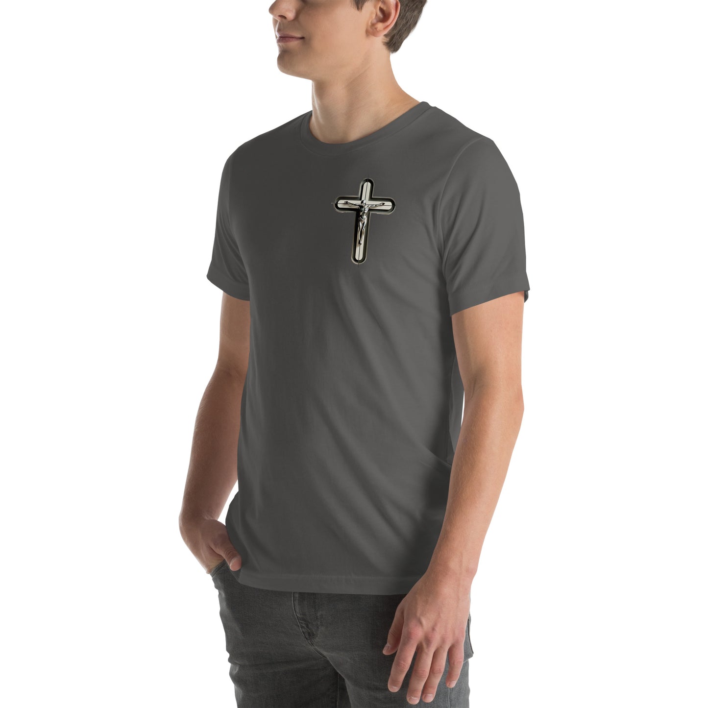 Modern Crucifix T-Shirt - Metallic Design