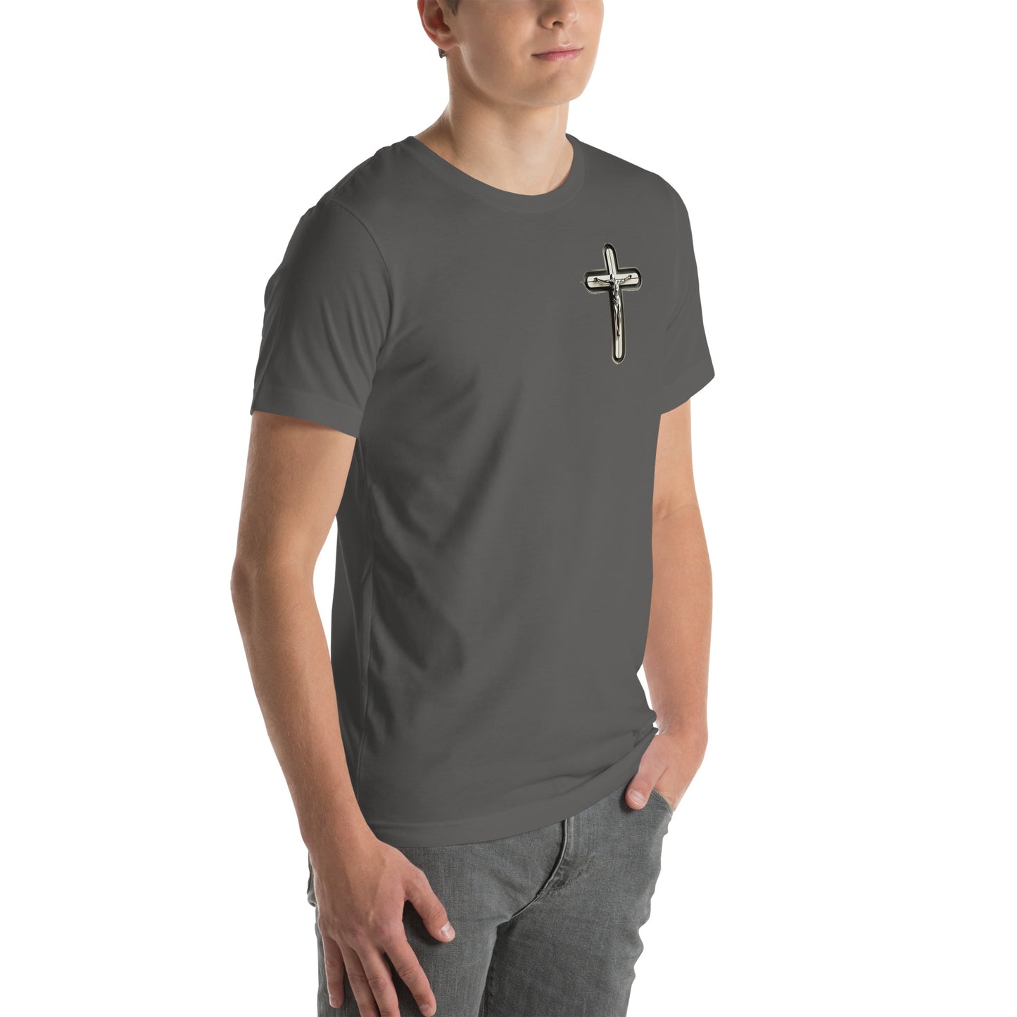 Modern Crucifix T-Shirt - Metallic Design