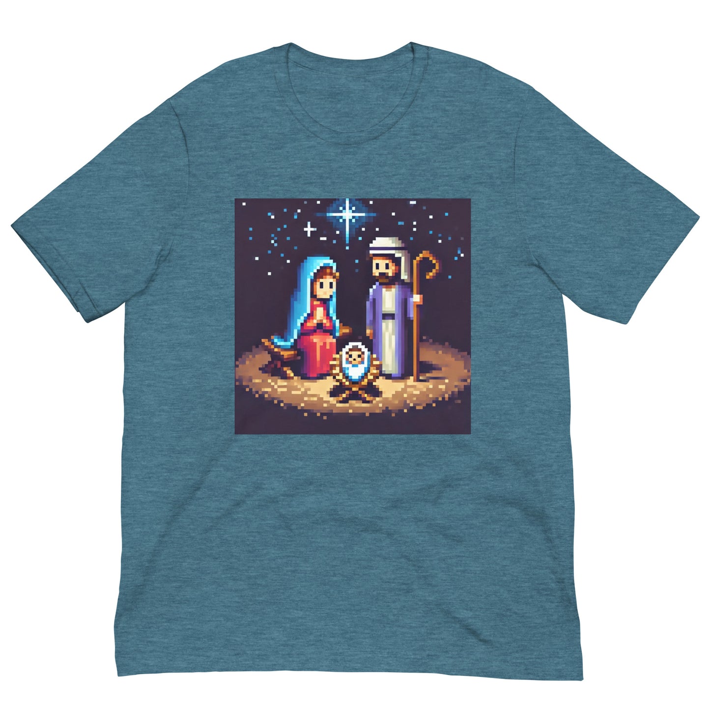 8-Bit Holy Family T-Shirt – Retro Pixel Art